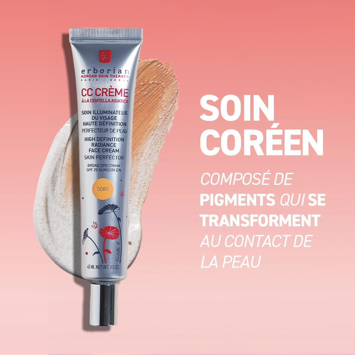 - CC Crème À La Centella Asiatica - Maquillage Et Soin Illuminateur De Teint Haute Définition Pour Visage - Protection Solaire SPF 25 - Soin Cosmétique Coréen