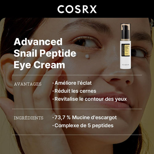 Snail Peptide Eye Cream with 73.7% Snail Mucin and Niacinamide - Brightening Korean Night Cream for Fine Lines and Dark Circles, Korean Skincare