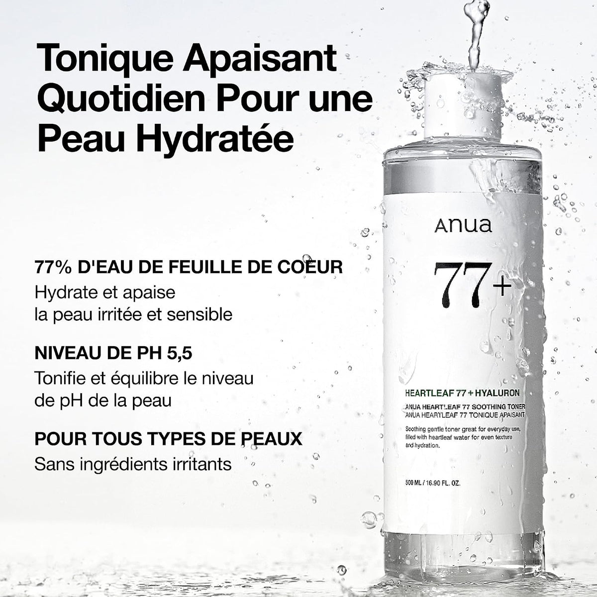Heartleaf 77% Toner Visage – Lotion Tonique Apaisante Et Hydratante Pour Peau Sensible, Rougeurs & Barrière Cutanée, Skincare Coréenne, 250Ml