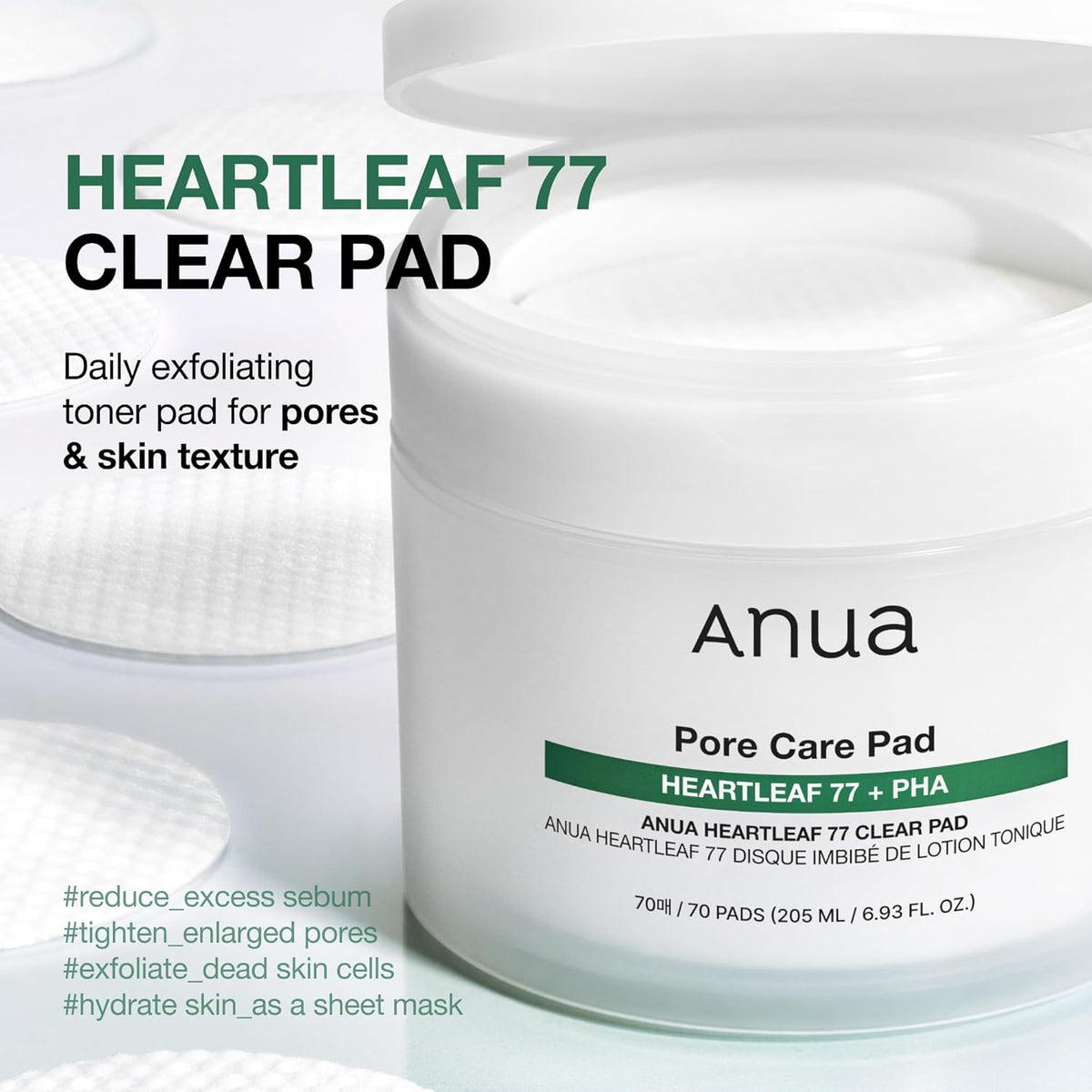 Toner Pads Heartleaf 77% – Disques Apaisants Hydratants, Soin Peau Sensible Et Irritée, Skincare Coréenne (70 Pièces)
