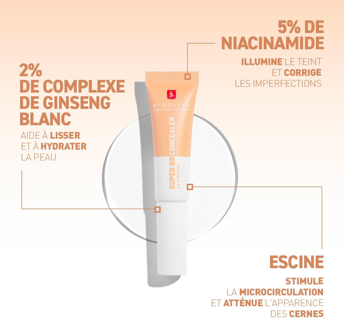 – Super BB CONCEALER – Anticernes-Soin Haute Couvrance Enrichi En Niacinamide Et SPF 25 - Correcteur Yeux Hydratant, Fini Naturel – Cosmétique Coréenne