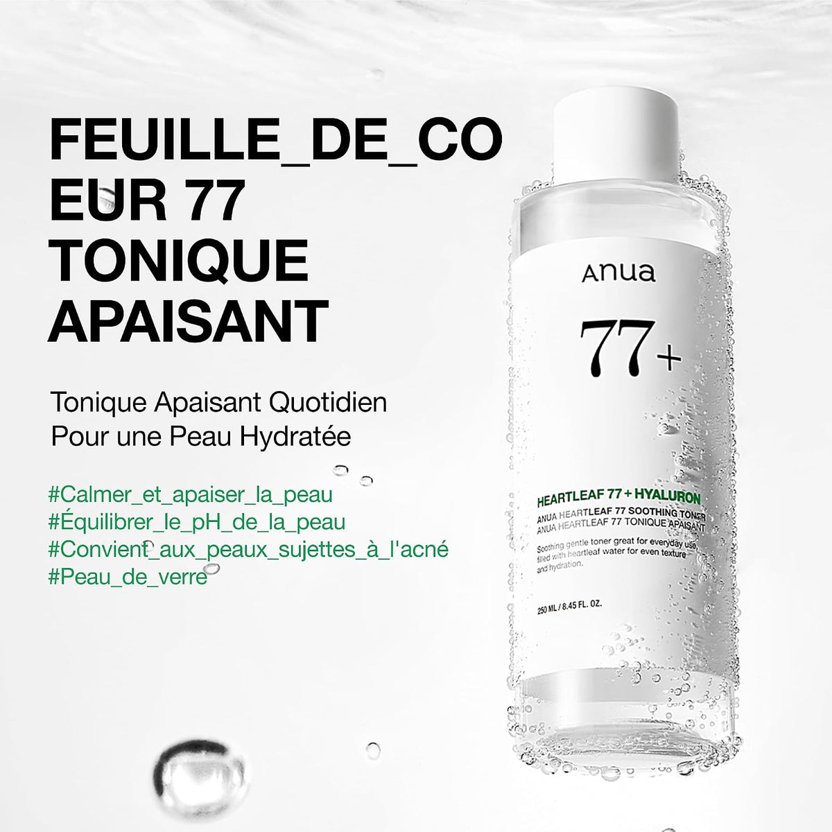 Heartleaf 77% Toner Visage – Lotion Tonique Apaisante Et Hydratante Pour Peau Sensible, Rougeurs & Barrière Cutanée, Skincare Coréenne, 250Ml
