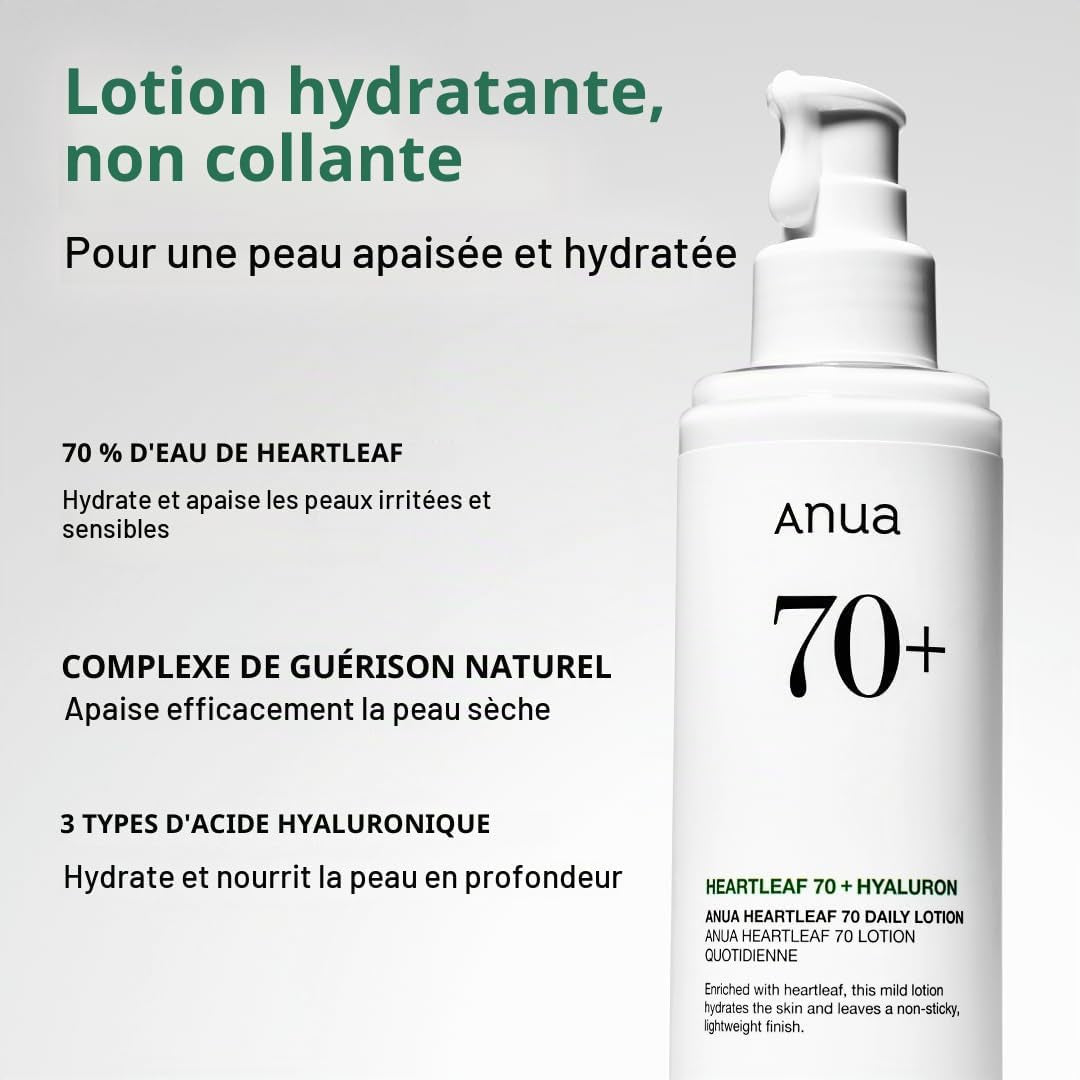 Lotion Quotidienne Heartleaf, Hydratant Pour Le Visage À L'Acide Hyaluronique Pour Peaux Sensibles, Légère, 200 Ml/6,76 Oz Liq.