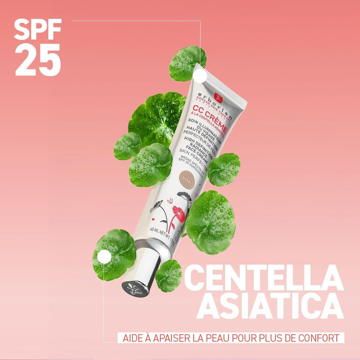 - CC Crème À La Centella Asiatica - Maquillage Et Soin Illuminateur De Teint Haute Définition Pour Visage - Protection Solaire SPF 25 - Soin Cosmétique Coréen