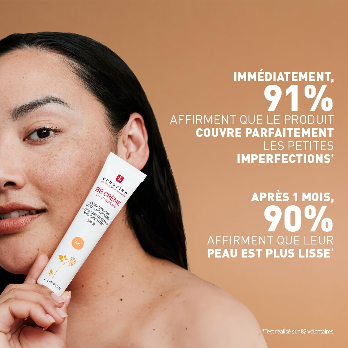 - BB Crème Au Ginseng 5-En-1 - Soin Teinté Perfecteur Effet "Peau De Bébé" - Fond De Teint Couvrant Imperfections - Protection Solaire SPF 20 - Soin Cosmétique Coréen - 15Ml