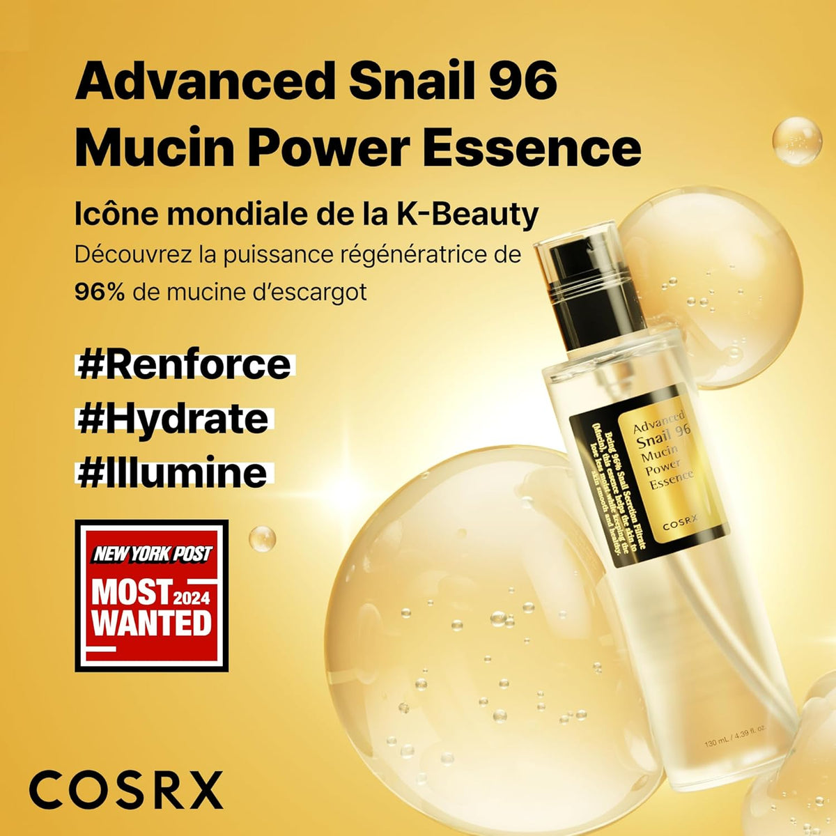 COSRX Snail 96 Mucin Essence, mucine d'escargot
