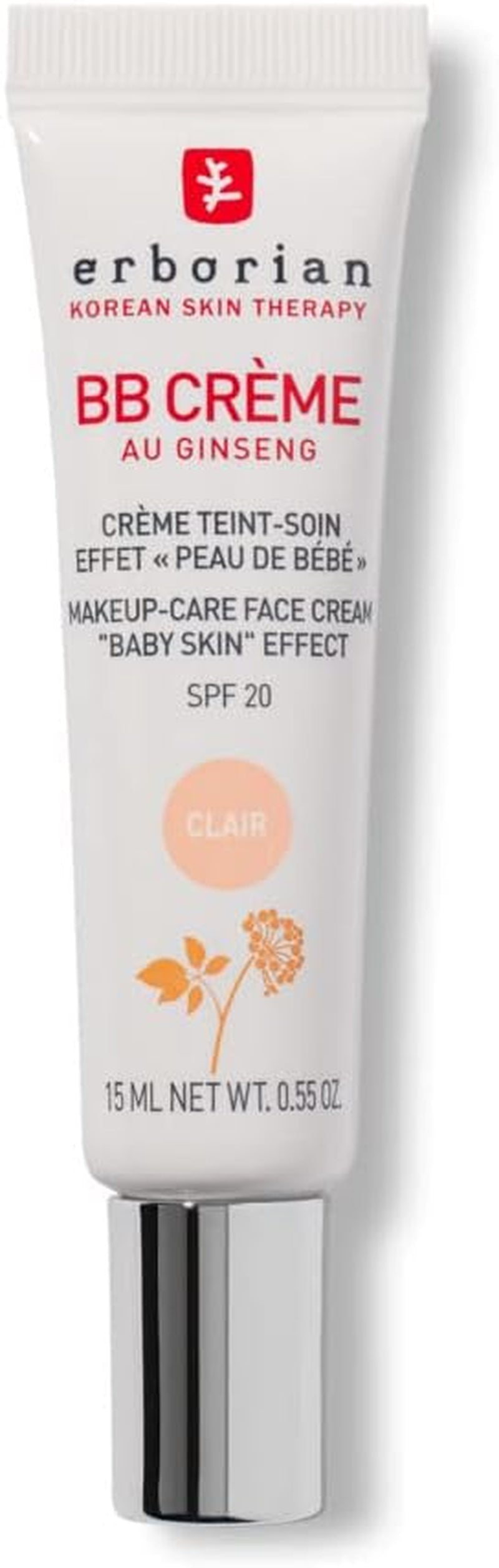 - BB Crème Au Ginseng 5-En-1 - Soin Teinté Perfecteur Effet "Peau De Bébé" - Fond De Teint Couvrant Imperfections - Protection Solaire SPF 20 - Soin Cosmétique Coréen - 15Ml